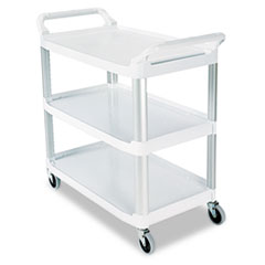 Rubbermaid® Commercial Open Sided Utility Cart, Three-Shelf, 40.63w x 20d x 37.81h, Off-White