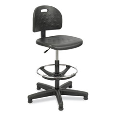 Safco® Soft Tough Economy Workbench Chair, Supports 250 lb, 22" to 32" High Black Seat, Black Back/Base, Ships in 1-3 Business Days