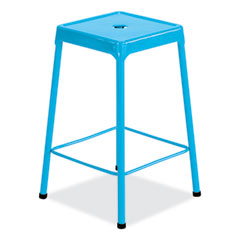 Steel Counter Stool, Backless, Supports Up to 250 lb, 25" Seat Height, Baby Blue Seat, Baby Blue Base