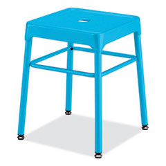 Steel GuestBistro Stool, Backless, Supports Up to 250 lb, 18" Seat Height, Baby Blue Seat, Baby Blue Base