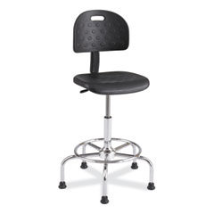 Workfit Economy Industrial Chair, Supports Up to 400 lb, 22" to 30" Seat Height,  Black Seat, Black Back, Silver Base