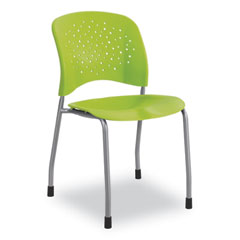 Safco® Reve GuestBistro Chair with Straight Legs, Supports Up to 250 lb, 18" Seat Height, Green Seat/Back, Silver Base, 2/Carton