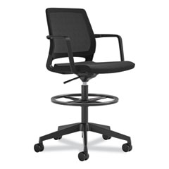 Safco® Medina Extended-Height Chair, Supports Up to 275 lb, 23" to 33" High  Black Seat,  Black Back/Base,Ships in 1-3 Business Days