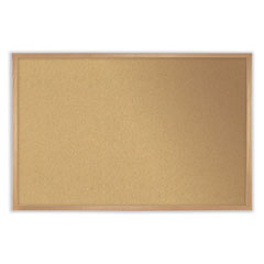 Natural Cork Bulletin Board with Frame, 36 x 24, Tan Surface, Natural Oak Frame