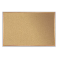 Aluminum-Frame Natural Corkboard, 36 x 24, Tan Surface, Satin Aluminum Frame