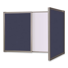 VisuALL PC Whiteboard Cabinet, Blue Fabric Bulletin Board Exterior Doors, 36x24, Aluminum Frame