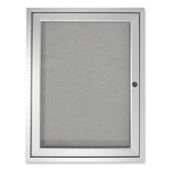 1 Door Enclosed Vinyl Bulletin Board with Satin Aluminum Frame, 24 x 36, Silver Surface, Ships in 7-10 Business Days