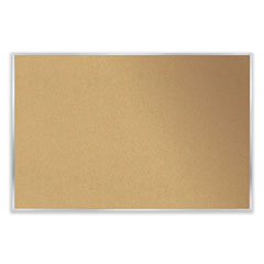 Aluminum-Frame Natural Corkboard, 60.5 x 48.5, Tan Surface, Satin Aluminum Frame