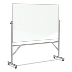 Reversible Magnetic Porcelain Whiteboard w/Satin Aluminum Frame, 101.25 x 78.25, White Surface