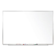 Magnetic Porcelain Whiteboard with Satin Aluminum Frame, 72.5 x 48.5, White Surface