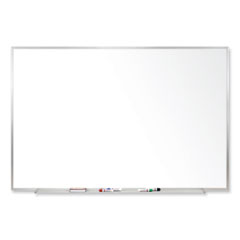 Magnetic Porcelain Whiteboard with Satin Aluminum Frame, 96.5 x 48.5, White Surface