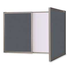VisuALL PC Whiteboard Cabinet, Gray Fabric Bulletin Board Exterior Doors, 36x24, Aluminum Frame