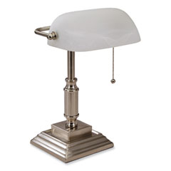 V-Light LED Bankers Lamp with Frosted Shade, 14.75" High, Brushed Nickel, Ships in 4-6 Business Days