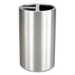 Safco® Triple Recycling Receptacle, 40 gal, Steel, Brushed Aluminum, Ships in 1-3 Business Days