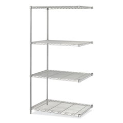 Industrial Add-On Unit, Four-Shelf, 36w x 24d x 72h, Steel, Metallic Gray
