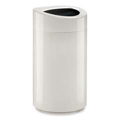 Open Top Oval Waste Receptacle, 14 gal, Steel, White