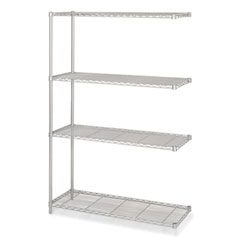 Industrial Add-On Unit, Four-Shelf, 48w x 18d x 72h, Steel, Metallic Gray