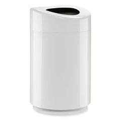 Open Top Round Waste Receptacle, 30 gal, Steel, White