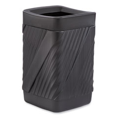 Safco® Twist Waste Receptacle with Open Top, 32 gal, Steel, Black