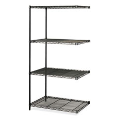 Safco® Industrial Add-On Unit, Four-Shelf, 36w x 24d x 72h, Steel, Black, Ships in 1-3 Business Days