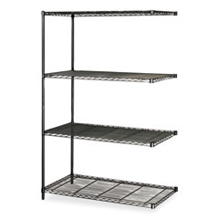 Industrial Add-On Unit, Four-Shelf, 48w x 24d x 72h, Steel, Black