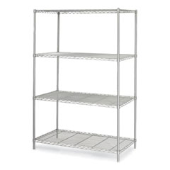 Industrial Wire Shelving, Four-Shelf, 48w x 24d x 72h, Metallic Gray