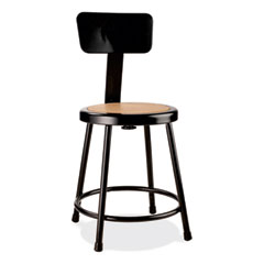 6200 Series 18" Heavy Duty Stool with Backrest, Supports Up to 500 lb, 33" Seat Height, Brown Seat, Black Back/Base