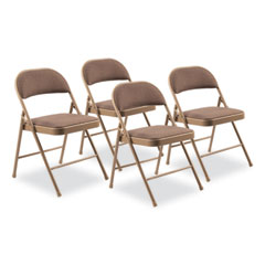 970 Series Fabric Padded Steel Folding Chair, Supports Up to 250 lb, 17.75" Seat Height, Star Trail Brown, 4/Carton
