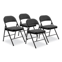 970 Series Fabric Padded Steel Folding Chair, Supports 250 lb, 17.75" Seat Ht, Star Trail Black, 4/CT, Ships in 1-3 Bus Days