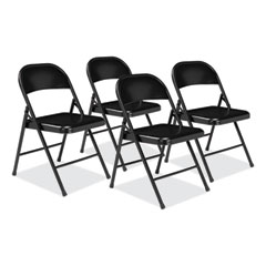 900 Series All-Steel Folding Chair, Supports Up to 250 lb, 17.75" Seat Height, Black Seat, Black Back, Black Base, 4/Carton