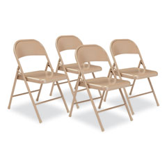 900 Series All-Steel Folding Chair, Supports Up to 250 lb, 17.75" Seat Height, Beige Seat, Beige Back, Beige Base, 4/Carton