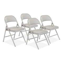 950 Series Vinyl Padded Steel Folding Chair, Supports Up to 250 lb, 17.75" Seat Height, Gray, 4/Carton