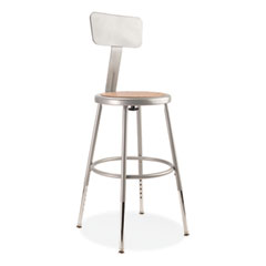 6200 Series 19" to 27" Height Adjustable Heavy Duty Stool with Backrest, Supports 500 lb, Brown Seat, Gray Back, Gray Base
