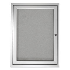 1 Door Enclosed Vinyl Bulletin Board with Satin Aluminum Frame, 36 x 36, Silver Surface