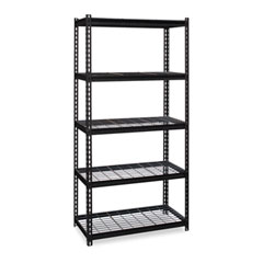 Iron Horse 2300 Wire Deck Shelving, Five-Shelf, 36w x 18d x 72h, Black, Ships in 4-6 Business Days