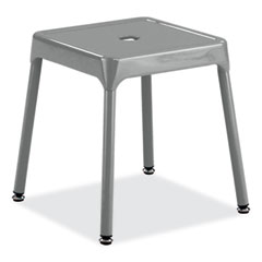 Steel Guest Stool, Backless, Supports Up to 275 lb, 15" to 15.5" Seat Height, Silver Seat, Silver Base