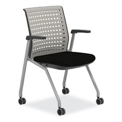 Thesis Training Chair w/Static Back and Arms, Max 250 lb, 18"  High Black Seat,Gray Back/Base,2/CT,Ships in 1-3 Business Days