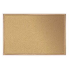 Natural Cork Bulletin Board with Frame, 60.5 x 48.5, Tan Surface, Oak Frame