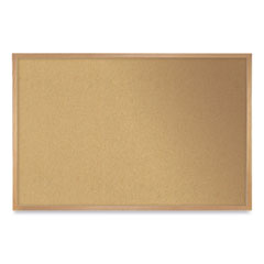 Natural Cork Bulletin Board with Frame, 60.5 x 36.5, Tan Surface, Oak Frame