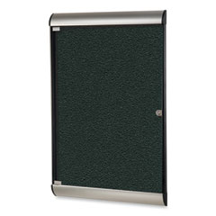 Silhouette 1 Door Enclosed Ebony Vinyl Bulletin Board with Satin/Black Aluminum Frame, 27.75 x 42.13