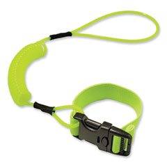 ergodyne® Squids 3157 Coiled Lanyard with Buckle, 2 lb Max Working Capacity, 12" to 48" Long, Lime, Ships in 1-3 Business Days
