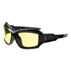 Skullerz Loki Safety Glasses/Goggles, Black Nylon Impact Frame, Yellow Polycarbonate Lens