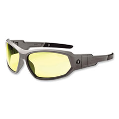 Skullerz Loki Safety Glasses/Goggles, Matte Gray Nylon Impact Frame, Yellow Polycarbonate Lens