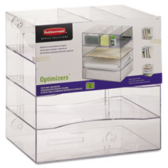 Rubbermaid® Optimizers Four-Way Organizer with Drawers, Plastic, 10 x 13 1/4 x 13 1/4, Clear