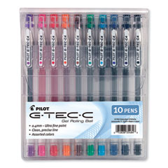 G-TEC-C Ultra Gel Pen with Convenience Pouch, Stick, Extra-Fine 0.4 mm, Assorted Ink and Barrel Colors, 10/Pack