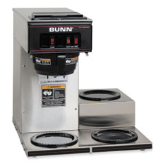 BUNN® VP17-3 12-Cup Pour-Over Coffee Maker with Three Warmers, Stainless Steel/Black, Ships in 7-10 Business Days