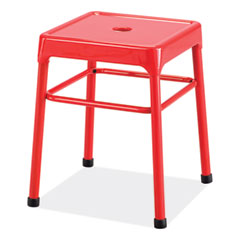 Steel GuestBistro Stool, Backless, Supports Up to 250 lb, 18" Seat Height, Red Seat, Red Base