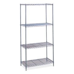 Industrial Wire Shelving, Four-Shelf, 36w x 24d x 72h, Metallic Gray