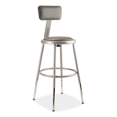 6400 Series Height Adjustable Heavy Duty Padded Stool w/Backrest, Supports 300lb, 19"-27" Seat Ht, Gray,Ships in 1-3 Bus Days