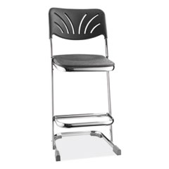6600 Series Elephant Z-Stool With Backrest, Supports Up to 500 lb, 24" Seat Heightt, Black Seat, Black Back, Chrome Frame